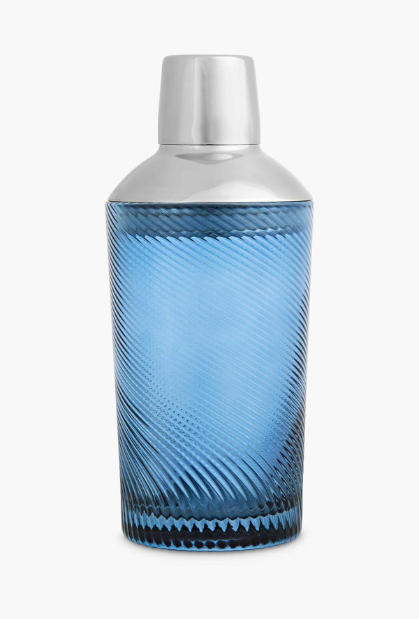 Twist Glass Cocktail Shaker – Blue