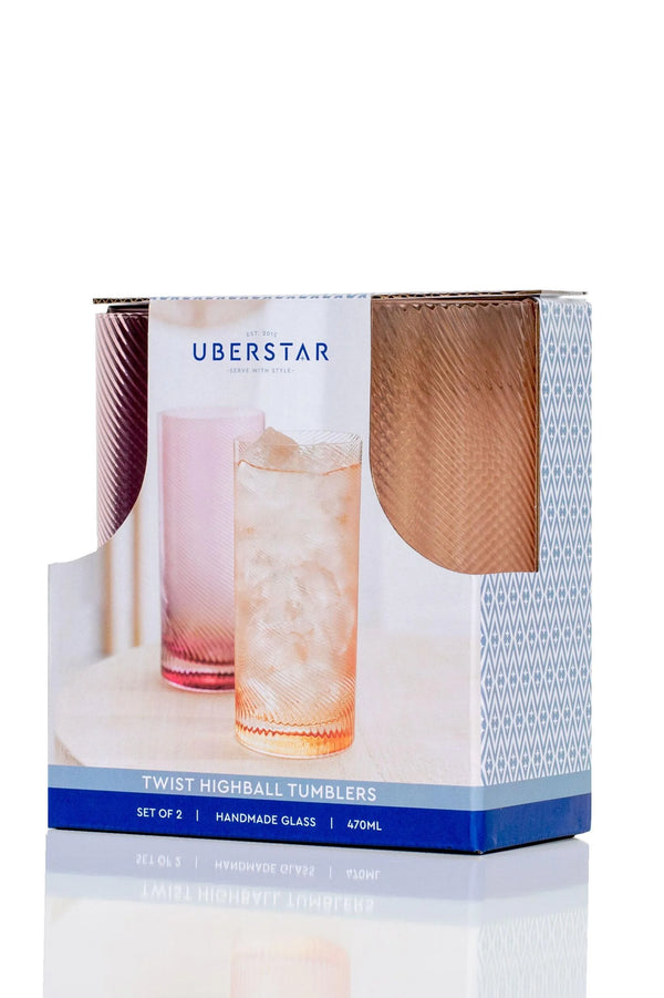Twist Highball Tumblers – Set of 2 Pink/Peach