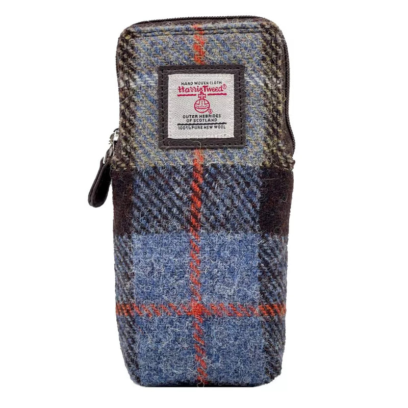 Harris Tweed Double Glasses Sleeve - Blue & Brown Check