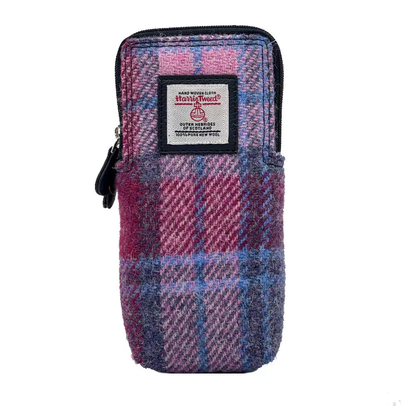 Harris Tweed Double Glasses Sleeve - Pastel Pink