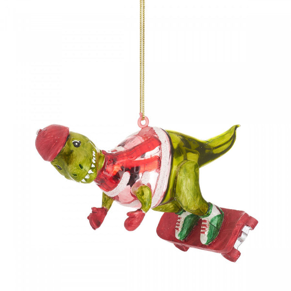 Dinosaur On A Skateboard Hanging Decoration