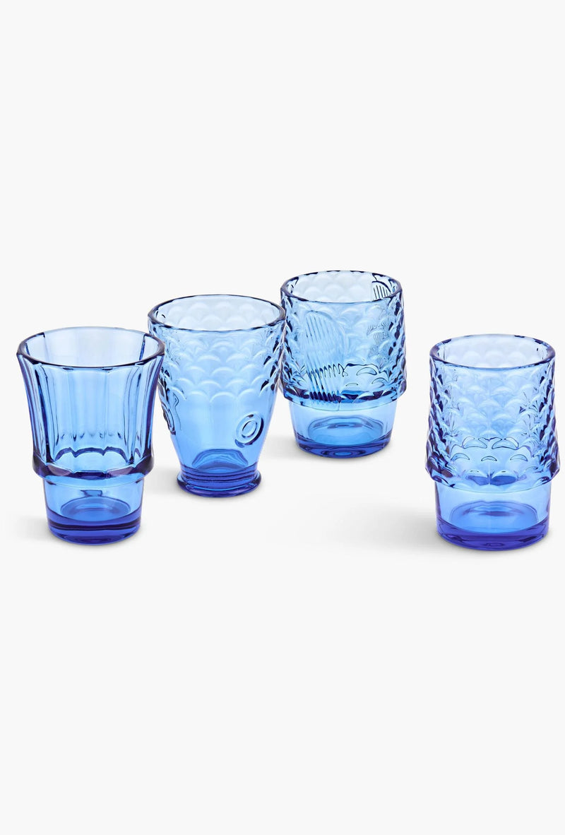 Fish Stacking Glasses – Blue (Set of 4)