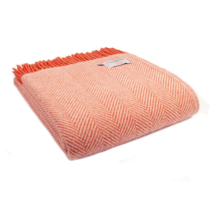 Herringbone Flamingo & Pearl Wool Throw