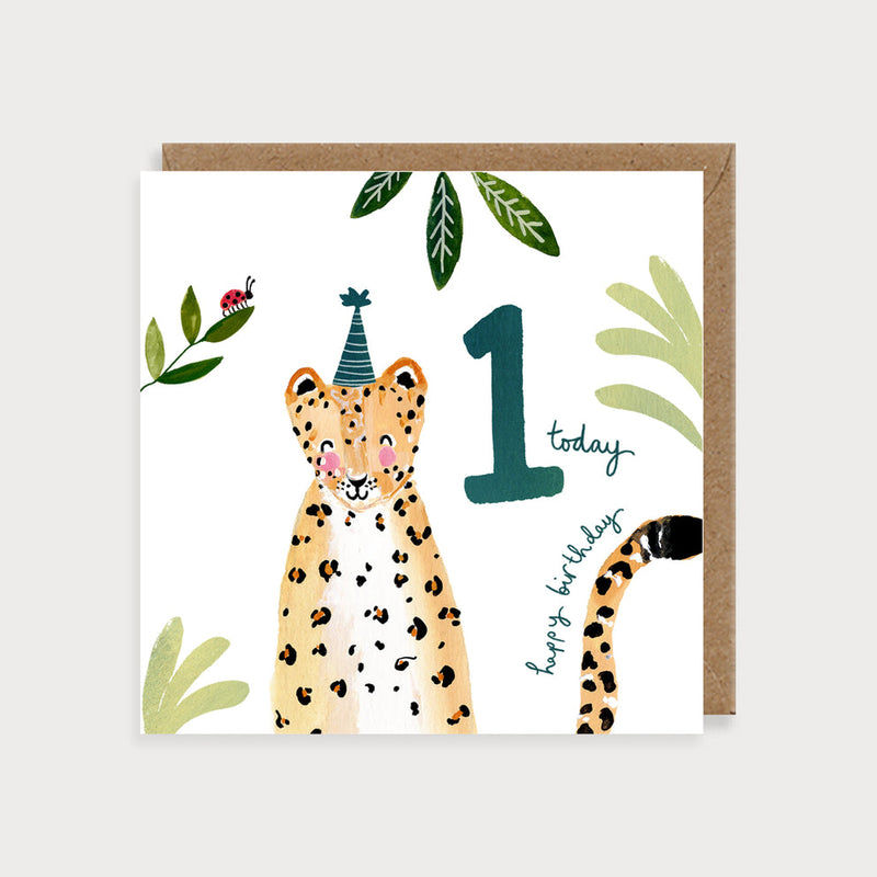 Child Age 1 Leopard Birthday Card
