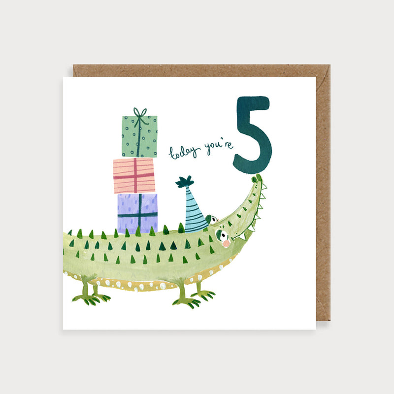 Child Age 5 Crocodile Birthday Card