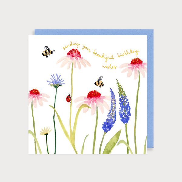 Daisies and Bees Birthday Wishes Birthday Card