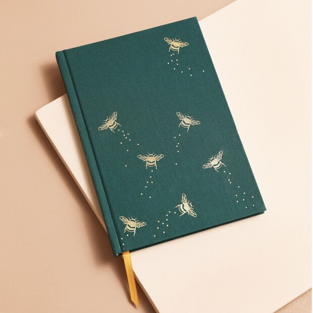 Teal Bee Fabric Notebook