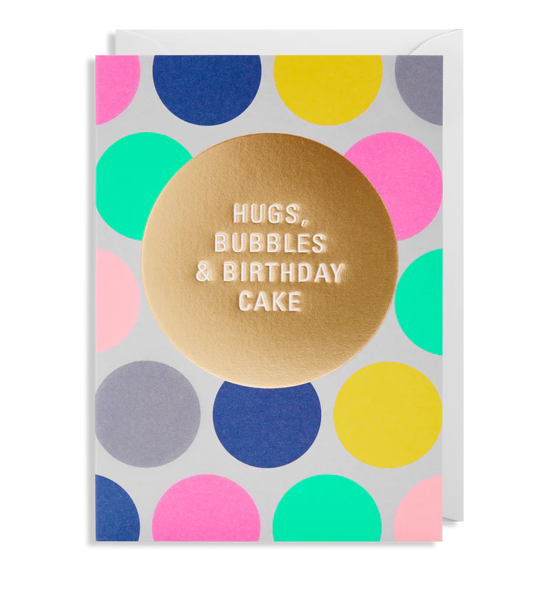 Hugs, Bubbles & Birthday Cake Card