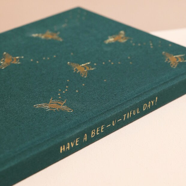 Teal Bee Fabric Notebook