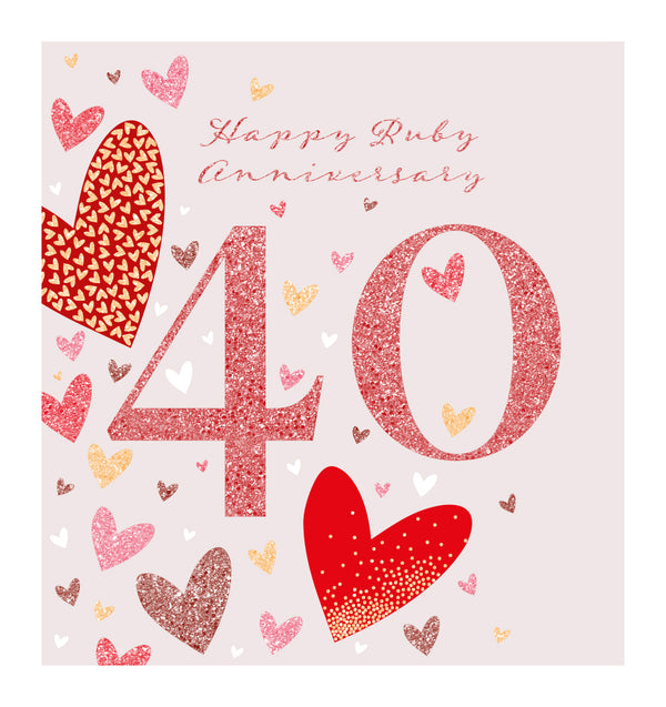 Happy 40th Ruby Wedding Anniversary Card