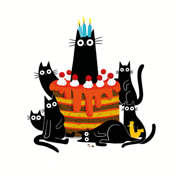 Cats & Birthday Cake Card