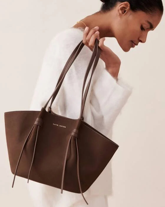 Celina Small Suedette Tote Bag - Chocolate