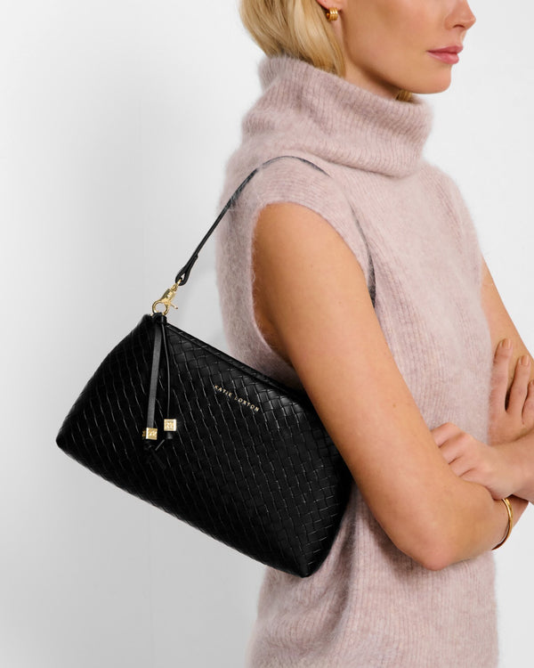Nova Woven Texture Clutch - Black