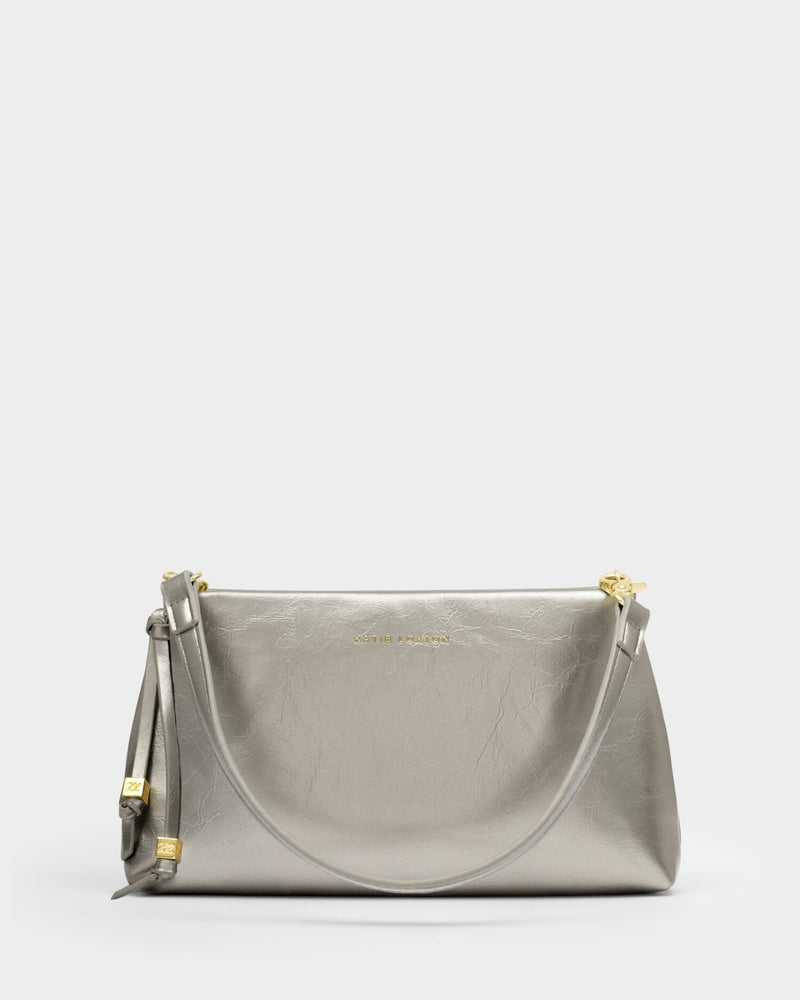 Nova Textured Patent Clutch - Pewter