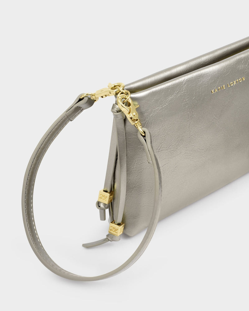 Nova Textured Patent Clutch - Pewter