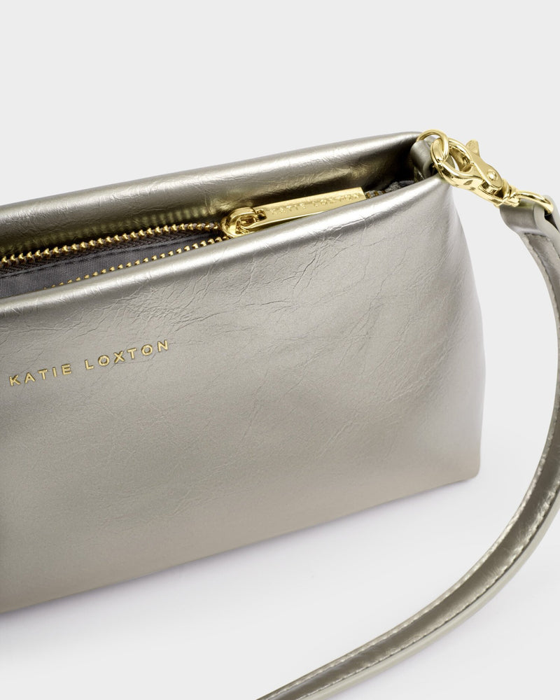 Nova Textured Patent Clutch - Pewter