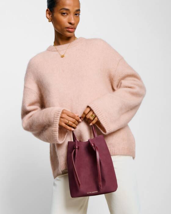 Celina Suedette Bucket Bag - Cherry