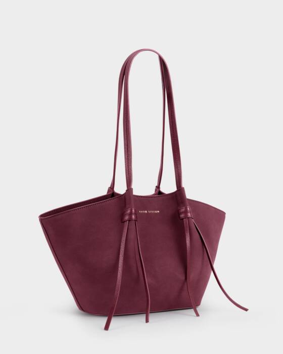 Celina Small Suedette Tote Bag - Cherry