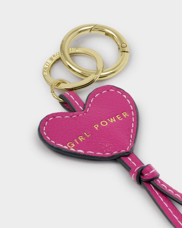 Girl Power Heart Bag Charm Keyring