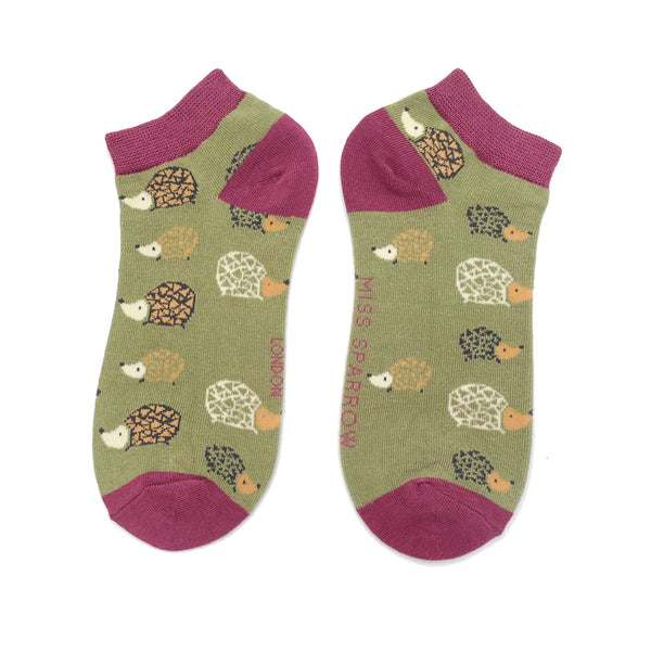 Hedgehogs Trainer Socks - Olive