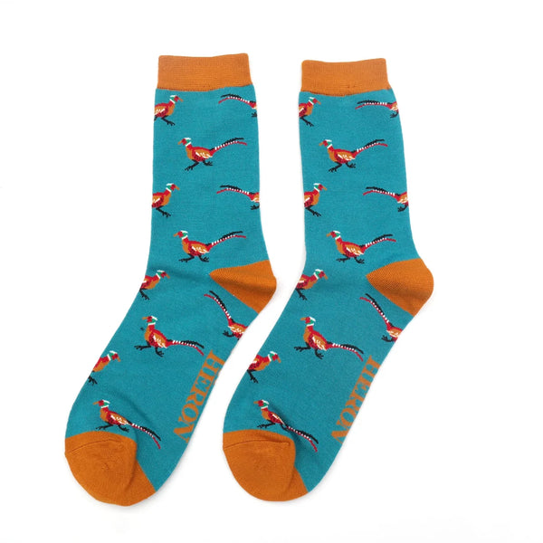 Mr Heron Pheasants Socks -Teal