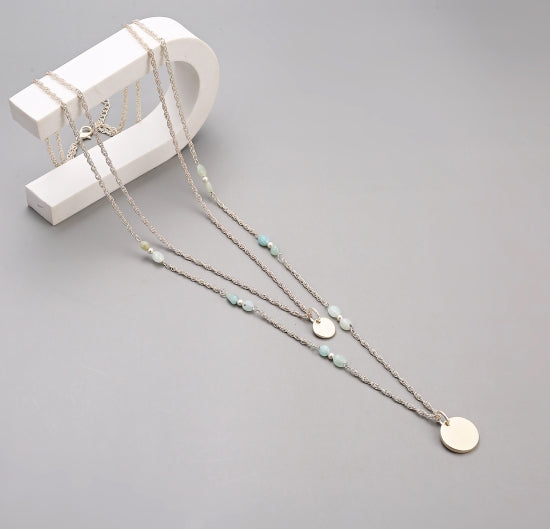 Long Gold & Turquoise Necklace