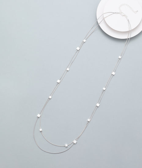 Sliver Long Squares Necklace