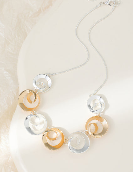 Silver & Gold Swirl Shapes Necklace