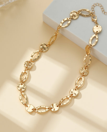 Gold Oval Shapes Necklace