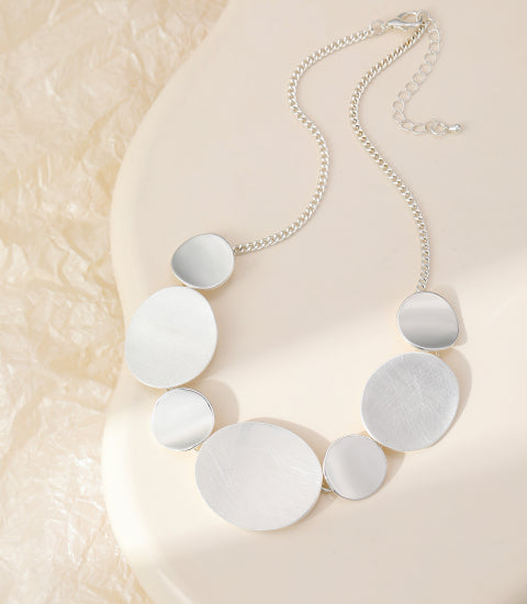 Silver & Gold Pebble Shapes Necklace