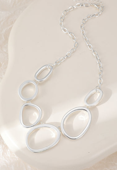 Silver Chunky Ovals Necklace