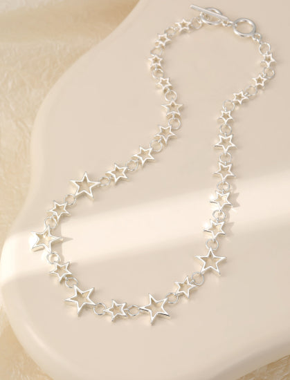 Silver Multi Stars Necklace