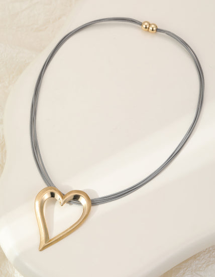 Gold Heart Rope Necklace