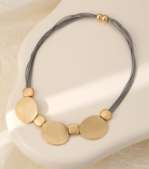 Gold Pebble Rope Necklace