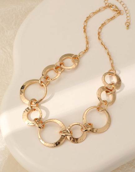 Gold Chain Circles Necklace