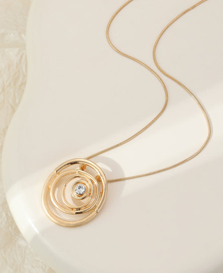 Gold Circles Cubic Zirconia Necklace