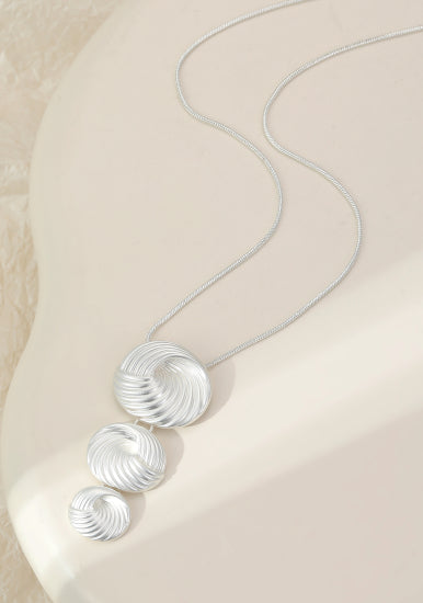 Silver Spiral Oval Necklace