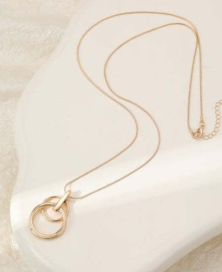 Long Gold Circle Necklace
