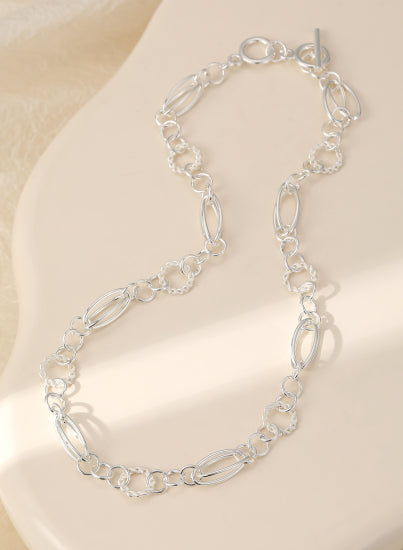 Silver Chunky Circles  Necklace
