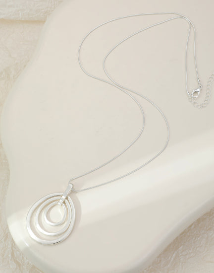 Long Silver Ovals Necklace
