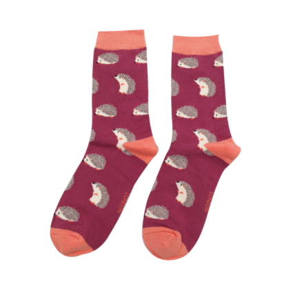 Hedgehog Bamboo Socks - Berry