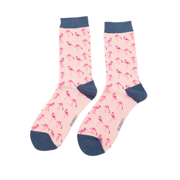 Miss Sparrow Wild Flamingos Socks -Dusky Pink