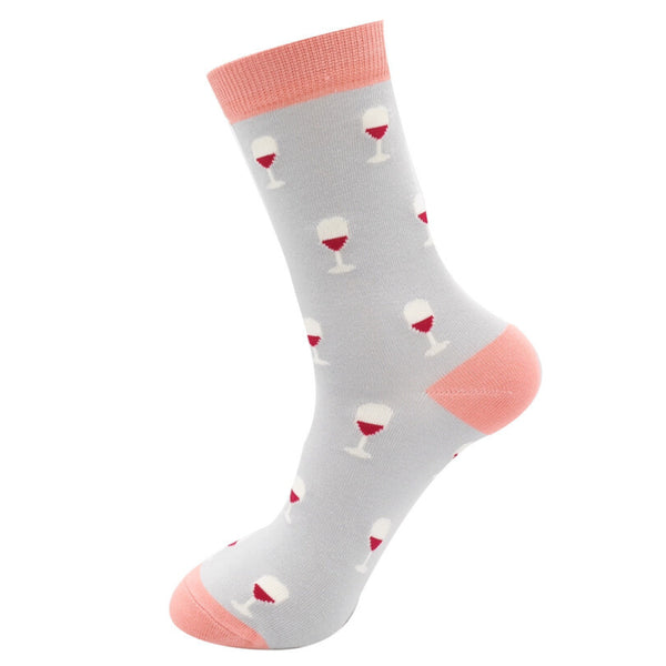 Wine Glass Bamboo Socks - Silver