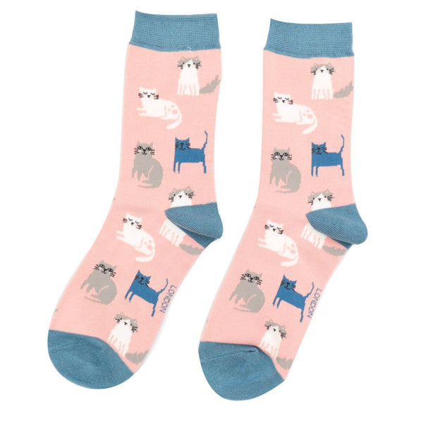 Cute Kitten Bamboo Socks - Dusky Pink