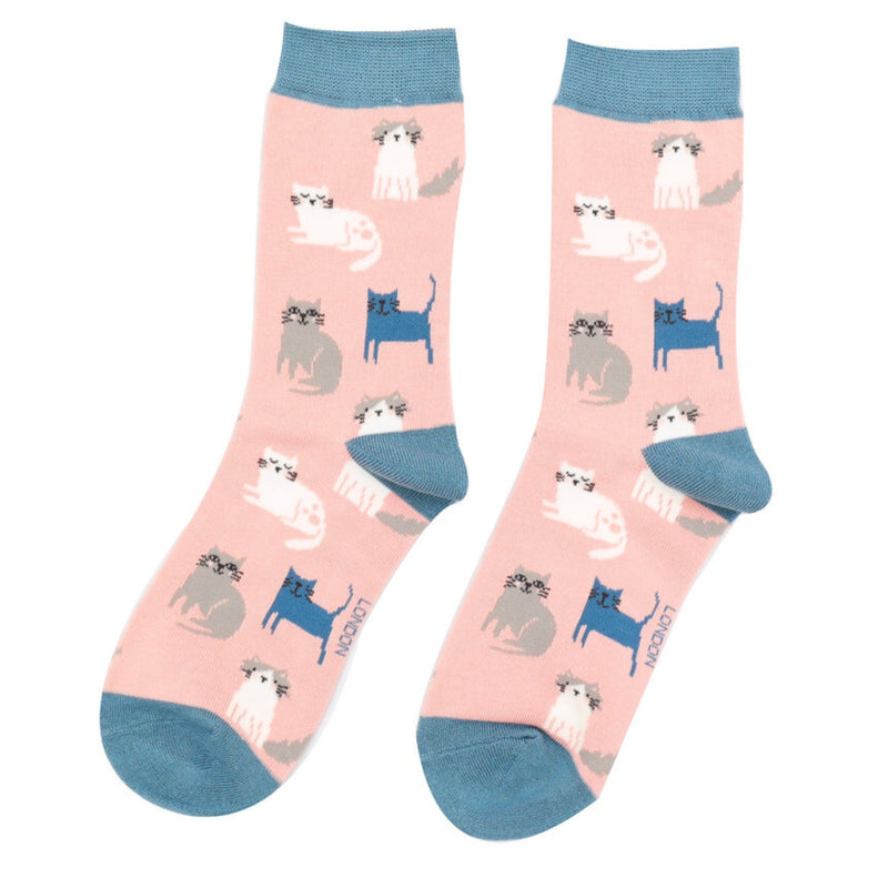 Cute Kitten Bamboo Socks - Dusky Pink