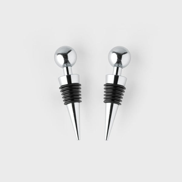 Taproom Two Piece Chrome Ball Bottle Stopper Set