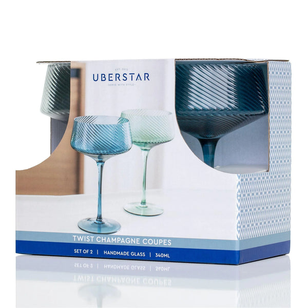 Twist Champagne Coupes – Set of 2 Blue/Green