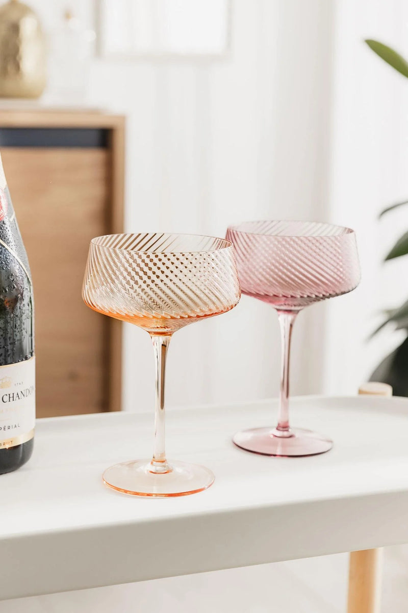 Twist Champagne Coupes – Set of 2 Pink/Peach