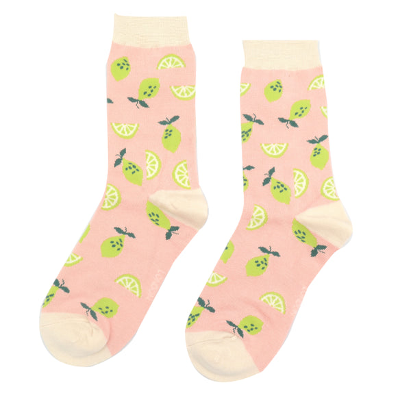 Lemons Bamboo Socks - Coral Pink