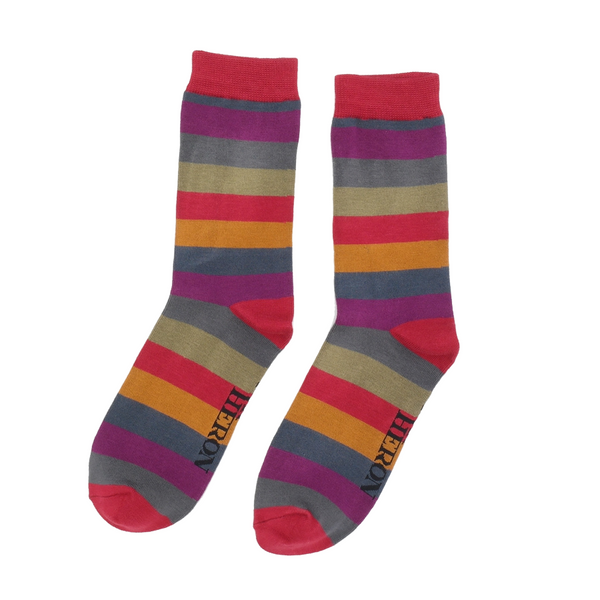 Mr Heron Pixel Thick Stripes Socks -Dark